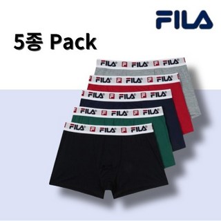 [빠른출고/인기상품] 휠라 FILA 5장 Pack 언더웨어 남성 팬티 사각팬티 스판 속옷 트렁크 추천