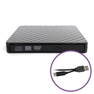 USB 3.0 C타입 겸용 외장형 DVD-RW 드라이버 CD롬 플레이어 케이블일체형 CD DVD ODD, 1개
