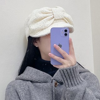 여자 트위드 버클 모자