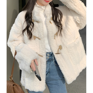 CSQHG 여성 겨울 부드러운 페이크퍼 뽀글이 티베이 토글버튼 자켓 아우터 퍼자켓 CSQHG 여성 겨울 부드러운 페이크퍼 뽀글이 티베이 토글버튼 자켓 아우터 퍼자켓