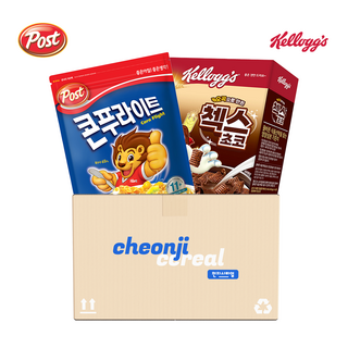 시리얼 2종 켈로그 첵스초코 570g 1개 + 포스트 콘푸라이트 600g 1개, 1170g