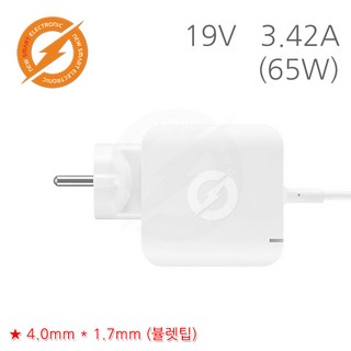 (뉴스마트전자) NS-PD065GP (19V 3.42A 65W) 노트북 컴퓨터 모니터 어댑터 아답타 충전기 전원 케이블 일체형 접지형, 3) 65W : 4.0mm x 1.7mm (B), 1개