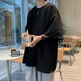 AOKADA 남성 루즈핏 오버핏 반팔 티셔츠 여름 라운드 옆트임 면티