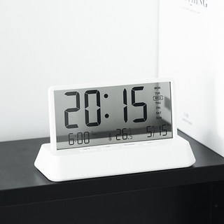 LED 투명 전자 알람 시계 온도 날짜 12/24시간 스누즈 기능 사무실 가정용, 01 White, 1개, 1개입