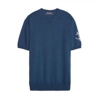 Guernsey Woollens 건지울른스 니트 코튼 반팔 크루넥 니트 - 데님 블루 338343