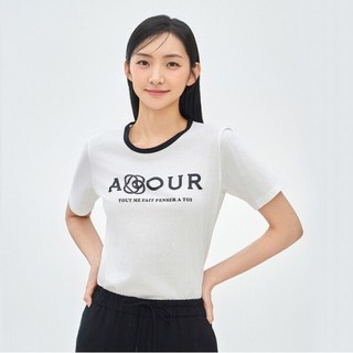 코튼 레터링 하프 티셔츠