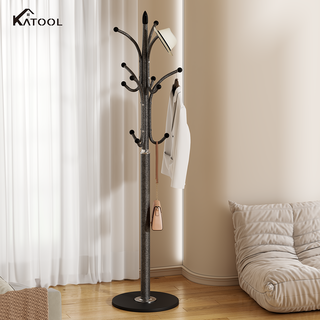 KATOOL 튼튼한 스탠드 고정식 철제 스탠드 옷걸이 행거 기둥옷걸이 옷안늘어나는 철제 스탠드행거, 하이클래스 그레이