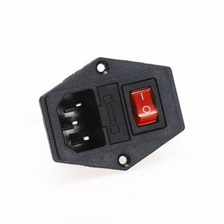 AC-01A 전원 로커 스위치 IEC 3 핀 320 C14 입구 소켓 커넥터 플러그 10A 250V, Red, 1개