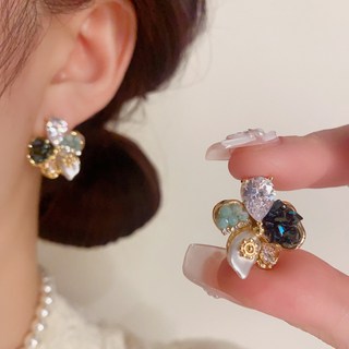 고급스러운꽃송이귀걸이여성 귀고리 패션 지르콘 S925은침 악세사리