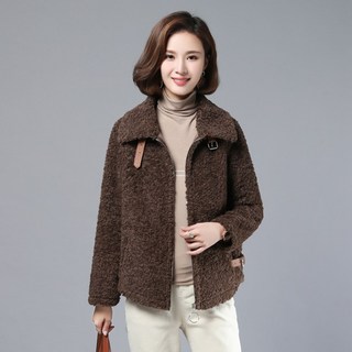 여성 램스울 뽀글이 하프코트 캐주얼 데일리 자켓