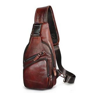 남성용 정품 크레이지 호스 가죽 캐주얼 삼각형 크로스바디 체스트 슬링백 여행용 원 숄더백 8015 데이팩