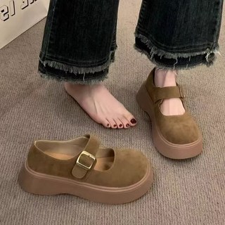 여성 발편한 플랫슈즈 여성용 키높이 빈티지 벨크로 스웨이드 플랫폼 버켄 게으른 스타일 슈즈 JXH