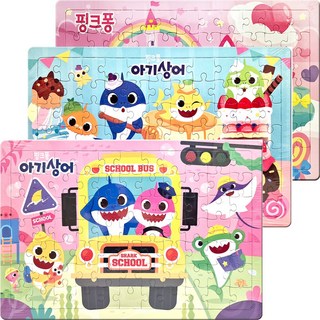 핑크퐁 아기상어 중형 판퍼즐 세트, 77피스, 1개