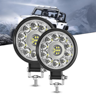로푸 LED 21 램프 미니 원형 작업등 써치라이트 DC 9-30V 63W, 1개
