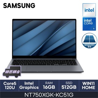 삼성전자 갤럭시북4 NT750XGK-KC51G, WIN11 Home, 16GB, 512GB, 그레이