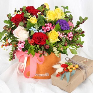 99플라워 꽃배달서비스 빼빼로데이 꽃바구니 꽃다발 생화 장미 생일 꽃 선물, 1개, 01.[ST-B486]햇살좋은날(빼빼로포함)