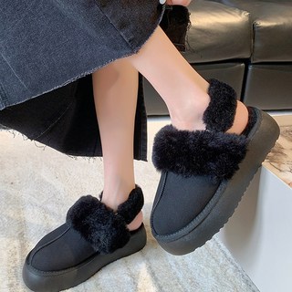 제시카로렌 베이지 라운드 통굽 퍼 슬리퍼 탈부착 가능 4CM 225-260 2493