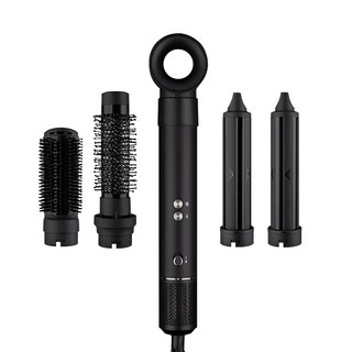 휴브론 5 in 1 에어 컬링 드라이기 전문가용 스타일러 호텔용 미용실 멀티 헤어 드라이어, 블랙