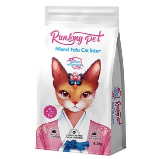 RUNLONG대용량 고양이 두부모래 극세입자 혼합형 1.5mm - 강력 탈취 변기 배출 가능 초미세 입자, 1개, 20L, 밀크향