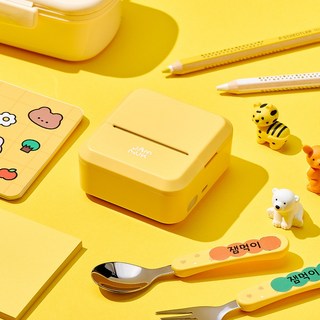 잼먹 휴대용 네임스티커 미니 라벨기 라벨프린터, 1개, S2_옐로우