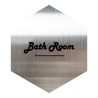 실버 스테인리스 육각 각인 부착식 도어 사인 문패 팻말 BATH ROOM Retro, 3. Hand Writing, 2. 실버, 4. BATH ROOM