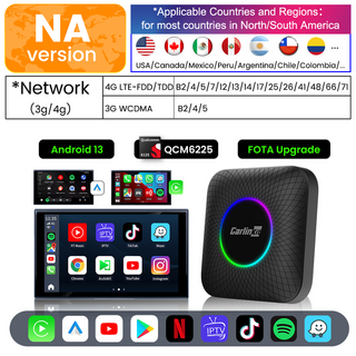 무선 카플레이 자동차 안드로이드 블루투스 모니터 오토 올인원 동글이 네비 프로 Carlinkit 13 TV 박스 LED 8 128GB 자동 어댑터 지지대 유튜브 Netfilx I, 2)8GB RAM 128GB ROM  ENA