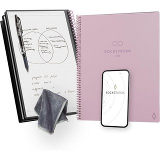 Rocketbook Core 리유저블 스마트 노트북, 1세트, 분홍색, 레터