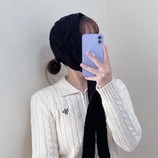 캡조아 울 꽈배기 귀도리