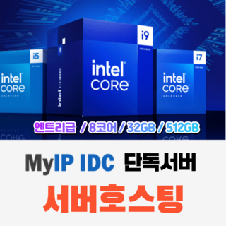 서버호스팅 MyIP IDC 단독서버 / 8코어 / 램32GB / NVME 512GB + 고정 IP, 1mm, 1개, Windows10