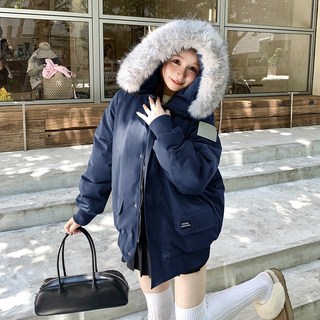 POMTOR 여성 경량패딩 쇼트 패딩 모피 칼라 코트 여성 패딩 다운패딩점퍼