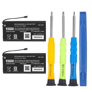 닌텐도 배터리 자가수리 도구 호환 2팩 600mAh 조이콘 교체용 2025년 스위치 HAC015HAC016 좌우 게임패드 컨트롤러용 리튬 이온 고용량 HAC006 신제품 업그레, 닌텐도 배터리 자가수리 도구 호환 2팩 600mAh 조
