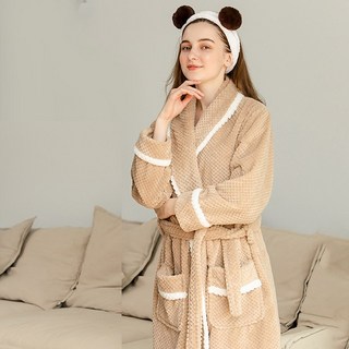 말랑마쥬 노르딕 와플극세사 샤워가운 커플로브 잠옷