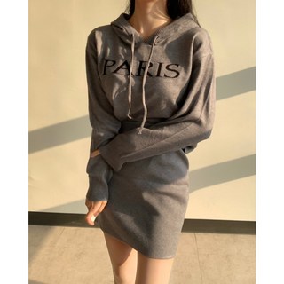 투피스 말라핏 캐주얼 집앞룩 데일리 부드러운 안감 후드 니트 스커트 세트룩 봄 가을 겨울 코디룩 *3COLOR*