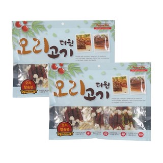 어린 강아지용 뼈모양 오리고기 스낵 간식 2봉 강아지입양 반려견 훈련소, 2개
