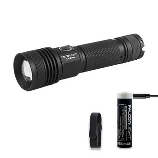 팔콘라이트 FL-LZ01PRO USB C 직접충전 고출력 LED손전등 후레쉬, 블랙 세트(배터리포함), 1개
