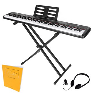 블루엔젤 Keysplay 입문용 전자 디지털피아노 88건반 + 전용 헤드셋 + 스탠드 + 체르니100교본 포함 세트, 블랙, Keysplay Electric Piano, 1개
