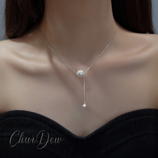 Chardew 진주 목걸이 Y자 드롭 데일리 패션