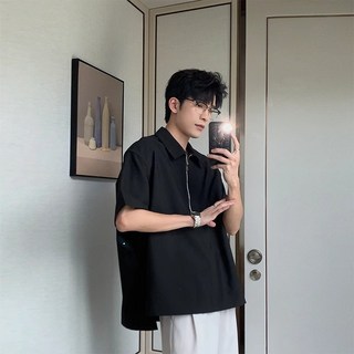Novastar 남자 여름 반집업 카라 반팔 티셔츠 캐주얼 남방 남성 셔츠 루즈핏