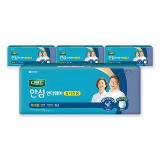 디펜드 남녀공용 안심 언더웨어 성인기저귀 장시간용, 특대형, 14매입, 4개