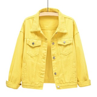 지디오 여성 데님 자켓 긴팔 숏 청자켓 카라넥 아우터