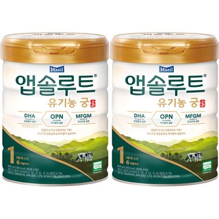 앱솔루트 유기농 궁 분유 1단계 0~6개월, 800g, 2개