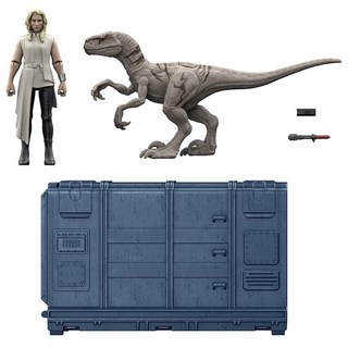 Jurassic World HFG63 케이지 앤 퓨리 공룡 세트(9.5cm(3.75인치)) 독점 Soyona 피규어 1개 아트로시랩터 피규어 1개 및 특수 유닛 어린이 장난