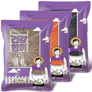 렌틸콩 3종 세트 (브라운 레드 블랙 1kg씩 총 3kg) 슈퍼푸드, 1세트, 3kg