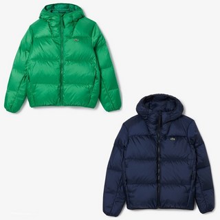 국내매장판 라코스테 남성 숏패딩 남성뒷면 CROC 엠보 후드 덕다운 패딩 경량