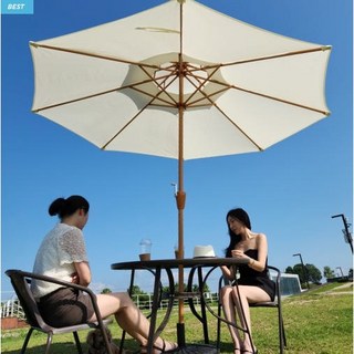 레투스토 야외 파라솔 테이블 카페 세트 정원, 2인세트, 브라운