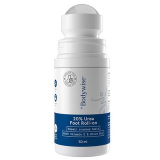 Be Bodywise 20% 우레아 풋 크림 롤 온 50ml 건조하고 갈라진 뒤꿈치용 2% 젖산 올리브 오일 E 함유 뒤꿈치 복구하고 수분을 공급하는 데 도움이 됩니다 [호환], Be Bodywise 20% 우레아 풋 크림 롤 온 5