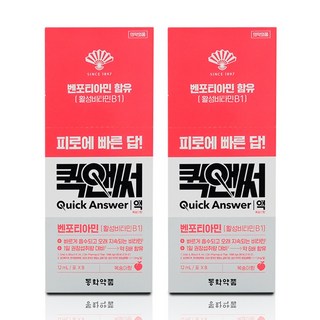 동화약품 퀵앤써 피로회복제 활성 비타민 B 벤포티아민 복숭아향 (12mlX10포), 8개입, 2통 대표 이미지 - 피로회복제 추천