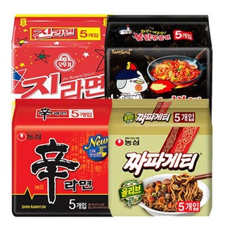 이카루스 봉지라면 혼합 20봉(신라면5봉+짜파게티5봉+진라면매운맛5봉+불닭볶음면5봉), 상세페이지참조, 1개 대표 이미지 - 짬뽕라면 추천