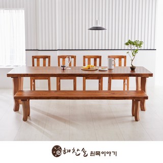 해찬솔 통원목 비담 8인용 대형식탁세트B