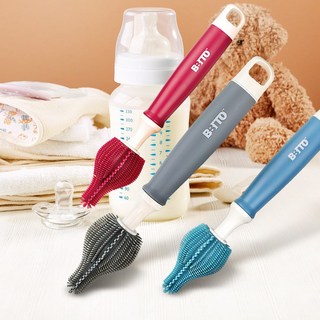 [아카시아리빙] 프리미엄꼭지솔 실리콘젖병솔 세척솔 젖꼭지솔 미니 소독솔, 프리미엄꼭지솔 그레이, 1개